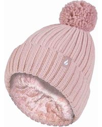 Heat Holders - Ladies Ribbed Cuffed Thermal Insulated Winter Pom Pom Bobble Hat - Lyst