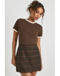 Boohoo - Checked Wool Look Mini Skirt - Lyst