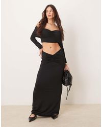 ASOS - Ruched Maxi Skirt Mesh Co Ord With Gathered V Waist - Lyst