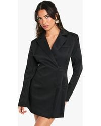Boohoo - Petite Structured Oversized Wrap Over Blazer Dress - Lyst