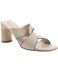 Where's That From - Manila Pu Twist Strap Blokhak Muiltjes (beige) - Lyst