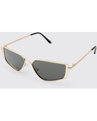 BoohooMAN - Vintage Wire Frame Geometric Sunglasses - Lyst