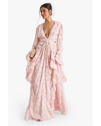 Boohoo - Textured Split Cut Out Maxi Dress - Lyst