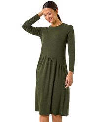 Roman - Ribbed Drop Waist Stretch Midi Dress - Lyst