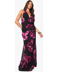 Boohoo - Floral Chiffon Puddle Hem Maxi Skirt - Lyst