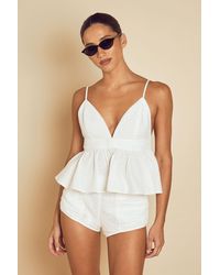 MissPap - Broderie Mix Peplum Top - Lyst