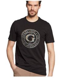 Guess - T-shirt Met Rond Logo Voor - Lyst