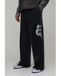 BoohooMAN - Tall Extreme Wide Leg Embellished Washed Loopback Jogger - Lyst