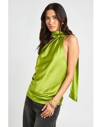 Boohoo - Satin Scarf Detail Ruched One Shoulder Top - Lyst