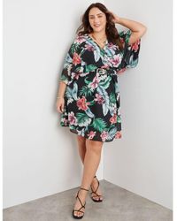 BeMe - Plus Size - Midi Dress - Green Summer Casual Floral Beach Fashion - - 3/4 Sleeve - Print - - Clothing - Lyst