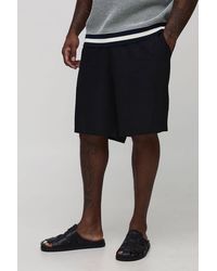 BoohooMAN - Plus Relaxed Fit Heavyweight Linen Fixed Waist Shorts - Lyst