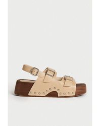 Warehouse - Real Leather Buckle Studded Clog - Lyst