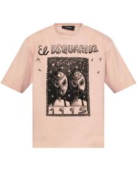 DSquared² - Overlay Graphic Loose Fit T-Shirt Dusty Antic Rose - Lyst
