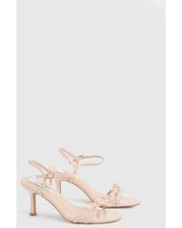 Oasis - Scarlett Faux Leather 2 Part Bow Trim Medium Heeled Sandals - Lyst