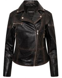 Barneys Originals - Petite Washed Leather Biker Jacket - Lyst