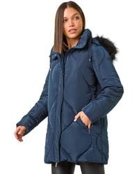 Roman - Quilted Faux Fur Hooded Coat - Lyst
