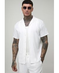 BoohooMAN - Tall Regular Short Sleeve Linen Blend Shirt - Lyst