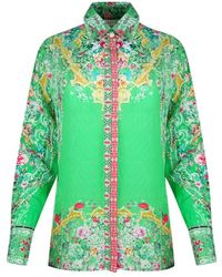 Inoa - Versailles Gardenia 1202120 Green Long Sleeve Blouse Silk Shirt - Lyst