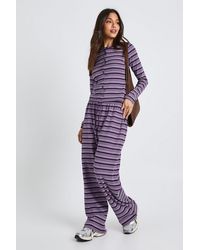 Boohoo - Stripe Rib Drawcord Trouser - Lyst