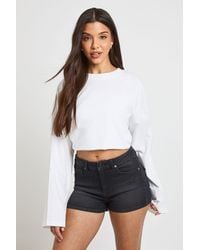Boohoo - Y2K Pocket Denim Mini Booty Short - Lyst