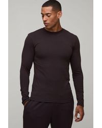 BoohooMAN - Essential Muscle Fit Long Sleeve T-Shirt - Lyst