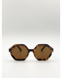 SVNX - Tortoiseshell Oversized Hexagon Frame Sunglasses - Lyst
