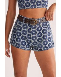 Nasty Gal - Floral Embroidered Denim Short - Lyst