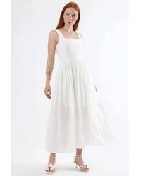 Busem - Solid Midi Dress With Square Collar - Lyst