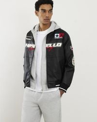 River Island - Bomber Jacket Faux Leather Motocross - Lyst