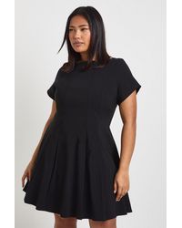 Boohoo - Plus Bengaline Cap Sleeve Pleated Skater Dress - Lyst