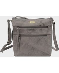 Assots London - 'cori' Distressed Grey Real Leather Crossbody Bag - Lyst