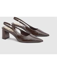Oasis - Abigail Faux Patent Leather Slingback Block Heel Court Shoes - Lyst