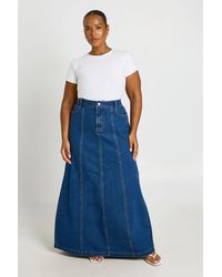 Boohoo - Plus Seam Detail Denim Maxi Skirt - Lyst