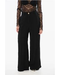 Balmain - Viscose Crêpe Wijde Broek In Zwart - Lyst