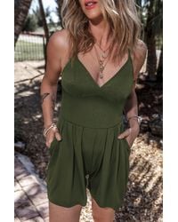 Azura Exchange - Ripp-Jumpsuit V-Ausschnitt Mit Seitentaschen - Lyst