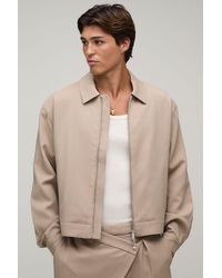 BoohooMAN - Back Pleat Tailored Boxy Harrington Co-Ord Jacket - Lyst