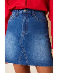 Threadbare - Mid 'Rochelle' Raw Hem Denim Mini Skirt - Lyst