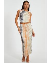 Quiz - Satin Marble Print Crop Top - Lyst