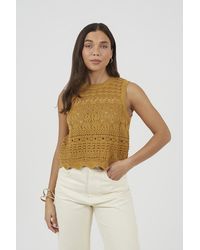 Brave Soul - Crew Neck Pointelle Knit Tank - Lyst