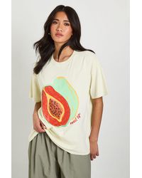 Boohoo - Papaya Sweet Life Printed Overdye T-Shirt - Lyst