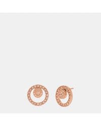 COACH - Open Circle Pave Halo Stud Earrings - Lyst