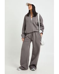 Boohoo - Petite Bomber Jacket Wide Leg Jogger Tracksuit - Lyst