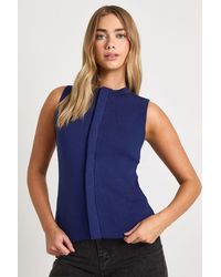 Boohoo - Crew Neck Knitted Concealed Panel Waistcoat - Lyst