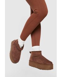 Boohoo - Ultra Mini Platform Faux Fur Lined Boots - Lyst