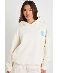 Boohoo - Love Heart Graphic Oversized Puff Print Hoodie - Lyst
