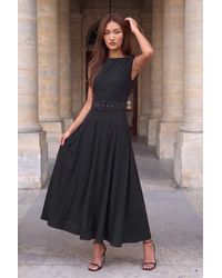 Roman - Belted Fit And Flare Dress - Lyst