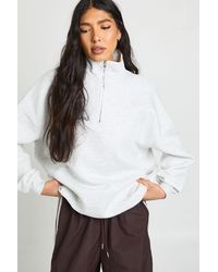 Boohoo - Tall Oversized Half Zip Sweatshirt - Lyst