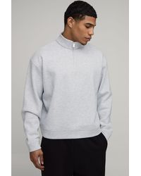 BoohooMAN - Basic Oversized Boxy Quarter Zip Funnel Neck Sweatshirt - Lyst