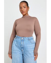 Boohoo - Plus Second Skin Crew Neck Long Sleeve Bodysuit - Lyst
