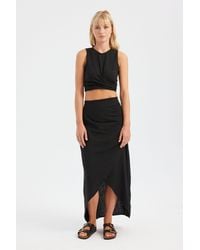 Hiccup - 2 Pieces: Crew Neck Ruched Crop Top & High Waist Slit Maxi Skirt - Lyst